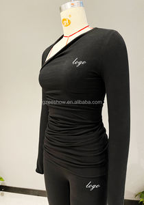 Mulheres equipado assimétrico sem mangas curto Top Skinny calças bordado personalizável tricô respirável. Desgaste Casual Verão - Product Image 4