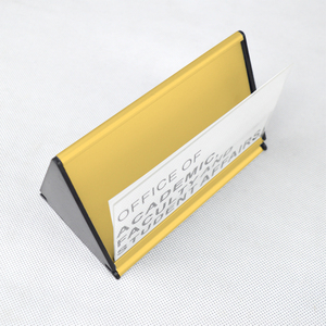 Triangolo scrivania targhetta porta biglietti da visita nome Display alluminio acrilico scrivania nome targhetta targhetta in metallo - Product Image 2