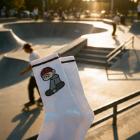 Chaussettes de sport personnalisées professionnelles à motif dessin animé pour hommes, chaussettes décontractées pour marque de start-up, chaussettes montantes imprimées pour skateurs