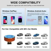 Adaptador Inalámbrico CarPlay KAIWO, Bluetooth 5.4, WiFi 6, Dongle USB de Doble Banda S681 para Auto, PC, Android Auto