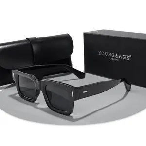 复古方形黑色太阳镜2023复古设计师品牌眼镜男女时尚墨镜标志定制眼镜
