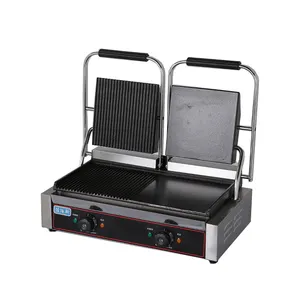 Stainless Steel Double Heads Commercial Electric Contact Panini Grill Electric Sandwich Press