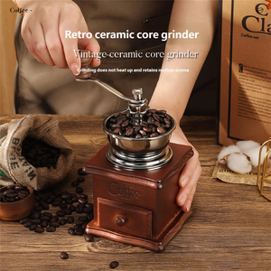 French Press <b>Pot</b> and Manual Coffee Maker <b>Set</b> with Wooden Coffee Bean Grinder Coffee Utensil Activity Gifts <b>Set</b> - Product Image 4