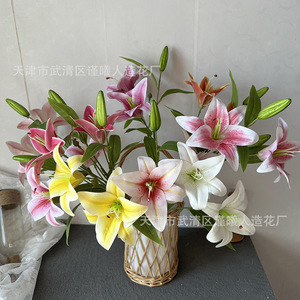 Fleurs artificielles en soie Jinxi 3D Lily, 65 cm, simulation de fleurs, décoration de la maison, accessoires de mariage - Product Image 2