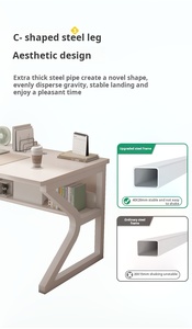 Bàn máy tính Màu Trắng tối giản hiện đại với lưu trữ, bàn văn phòng nhỏ, bàn học - Product Image 4