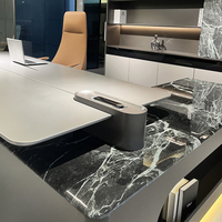 Ensemble de bureau et chaise de direction Tech Boss haut de gamme, moderne et classique, en MDF modulaire avec base en acier pour la maison/le bureau/l'appartement