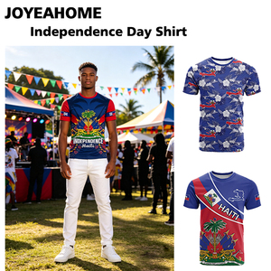 Haitian National <strong>Pride</strong> <strong>Tshirt</strong> 1804 Independence Day Haiti Flag Palm Crest Graphic Short Sleeve Daily Party Wear - Product Image 1