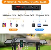 Chargeur de téléphone solaire portable 42W Table pliante de camping et de gril à hauteur réglable avec sorties USB Type-C et DC