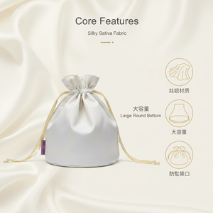 <span class=keywords><strong>Pochette</strong></span> de rangement cosmétique en satin personnalisée Royal Fair avec cordon de serrage en PU pour maquillage de luxe, bijoux délicats et articles de créateur - Product Image 3