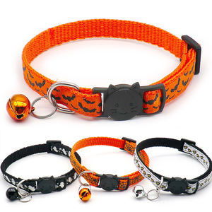 Collar de nailon colorido ajustable para mascotas con estampado de araña de calabaza de Halloween, anillo barato para perro y gato, decoración de remaches, correa para perro antipérdida - Product Image 5