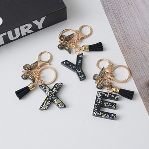 A B C 26 Letters Black Butterfly <strong>Tassels</strong> <strong>Key</strong> Chain Woman Bag Metal <strong>Key</strong> Chain <strong>for</strong> to Prevent Loss Car Keychain Promotional Gifts - Product Image 2