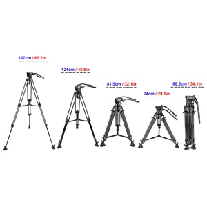 Trépied de caméra vidéo en aluminium robuste de 65.7 pouces avec 2 poignées de barre panoramique tête fluide pour caméscope Canon Nikon <span class=keywords><strong>Sony</strong></span> DSLR - Product Image 5