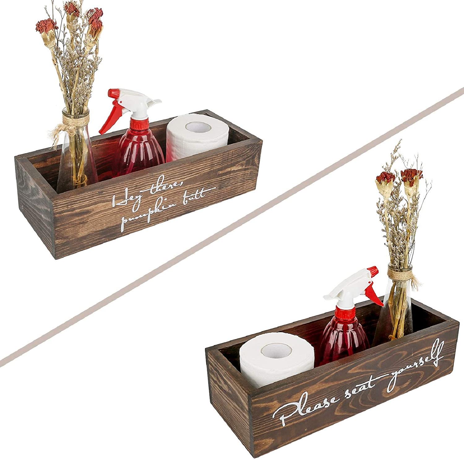 Набор для ванной комнаты, 2 стороны с забавными слов, деревенский деревянный держатель для туалетной бумаги идеально подходит для дом для ванной комнаты
