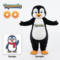 Costume de mascotte pingouin bicolore personnalisé, avec pattes palmées orange, pour aquarium polaire, hiver, marque Walk Costume