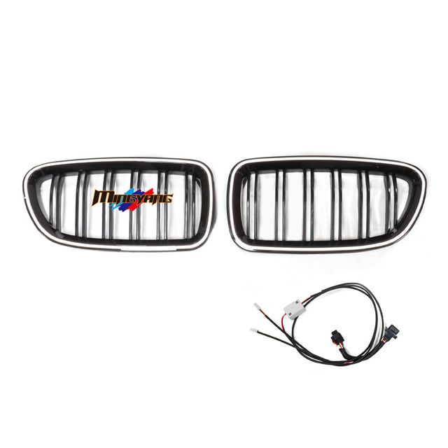 New Arrival Double Line Car Bumper Grills Front Grill With Led Light Car Accessories for BMW 5 Series F10 2010-2017 Grille