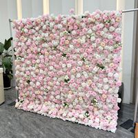 Unterstützt Größenanpassung Moderne Realistische Handgefertigte Seidenrosen-Kulisse Künstliche Blumenwand für Hochzeit und Muttertag