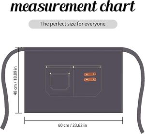 Vente chaude : Tablier de travail personnalisé pour serveur, tablier de chef mi-long en toile imperméable, tablier de cuisine pour restaurant, avec logo personnalisé - Product Image 3