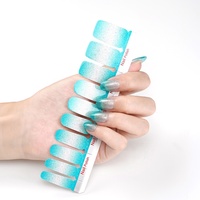 Nouveau design chaud couleur unie paillettes puissance ongles autocollants prix de gros 3D vrai vernis à ongles enveloppes pour les fêtes en plastique