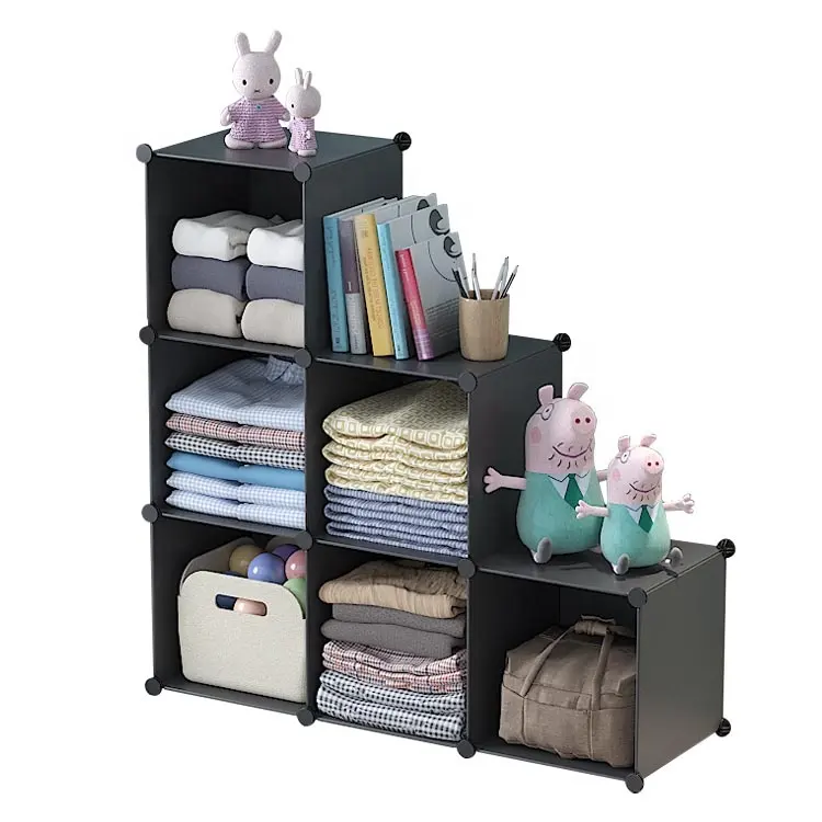 DIY Plastic Organizer 6 Cube Storage Shelves Design Multifunctional Modular Closet Cabinet