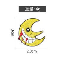 Evil Smile Horror Moon Zinc Alloy Casting Metal Pin Noir Nickel Plating-Magical Manga Anime Design Collection Bijoux Cadeau