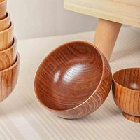 Logo personnalisé Cuisson Jujube Bol En Bois Vaisselle De Service Saladier Simple Sour Jujube Bol À Nouilles De Style Japonais