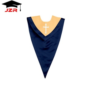 Nuova Stola di Laurea Reversibile a V JZR con Ricamo a Punto Croce per Uso Scolastico, 100% Poliestere - Product Image 6