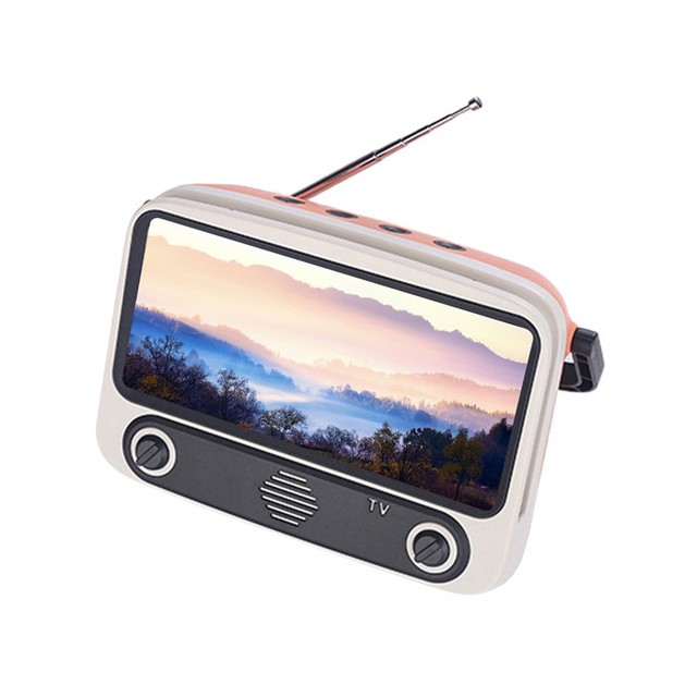 3 in 1 Wireless Retro TV Mini Portable Wireless Bass Speaker Mobile Phone Holder Stand Retro Photo Frame Speaker