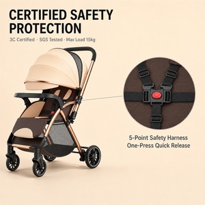 Cochecito <span class=keywords><strong>de</strong></span> bebé con frente abierto, barandilla abatible, capota rosa, asiento oscuro, para paseo y autoconducción - Product Image 2