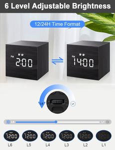 <b>Clock</b> Alarm Bamboo and Wood Bedroom Voice Control Digital Table Desk <b>Clock</b> Reloj Multifunctional Noctilucent Kitchen <b>Clock</b> - Product Image 3