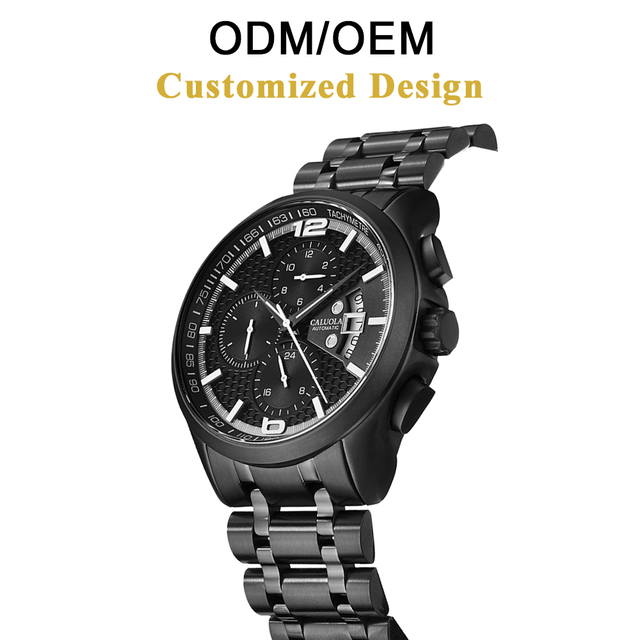 ODM/OEM Caluola Automatic Mechanical Analog Sport Watch Multifunctional Calendar Men's Stainless Steel Sapphire Crystal 42mm