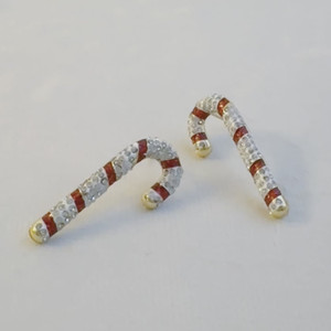 Pendientes de botón con forma de bastón de caramelo brillante - Product Image 4