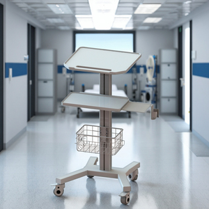 Stazione di lavoro di alta qualità regolabile in altezza Mobile medicale Trolley Tablet VESA ospedale carrello per clinica dentale - Product Image 6