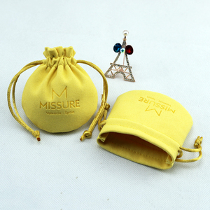 Custom logo Embossed Small Drawstring Velvet Jewelry Packaging Bag Suede Microfiber Bag Custom Jewelry Pouch - Product Image 3