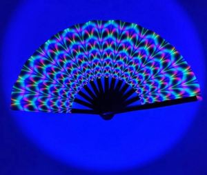 Abanico Plegable con Brillo UV en la Oscuridad, con Varillas de Bambú, Cubierta de Tela y Técnica Pintada, Regalo Empresarial - Product Image 1