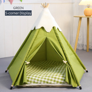 Semi-fermé Petits Chiens Chat Nid Pet Sleeping House Lit Avec Tapis Maison <span class=keywords><strong>De</strong></span> Chat En Bois - Product Image 6