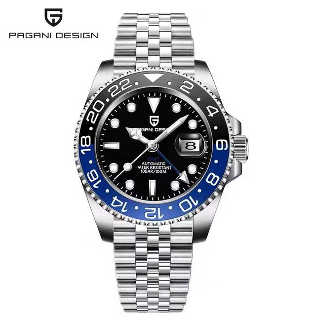 PAGANI DESIGN 1662 Men's Mechanical Watches Rubber Strap Rotating Bezel Waterproof Sports Wristwatch Mens Business Clock
