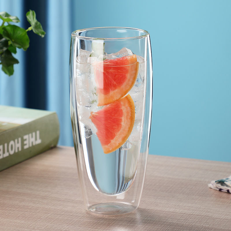 MODERN UNIQUE GLASSWARE DESIGN Double Wall Glass Coffee Mug with handle