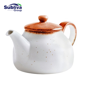 Tetera Tree Rings de 660 ml, color naranja oscuro, de porcelana reforzada, con asa. - Product Image 1