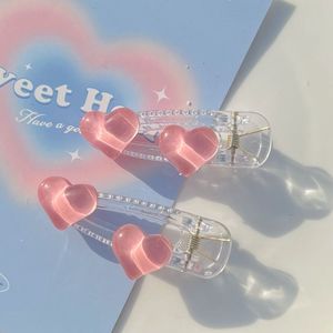 <strong>Adorable</strong> Pink Heart Transparent Plastic <strong>Hair</strong> Pins Elegant Teenage Duckbill Clip for Girls Practical Student Headwear - Product Image 5