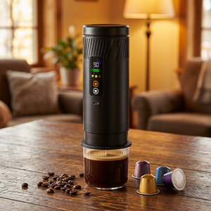 Cafetera Espresso Portátil de Última Generación con Pantalla Digital, Modo Frío/Caliente, Autocalentamiento, 20 Bares, Recargable por USB - Product Image 1