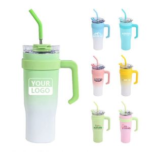 Vaso Térmico de Viaje Personalizado de 40oz, Diseño Moderno, Aislado, de Acero Inoxidable, Portátil para Auto, con Pajita - Product Image 6