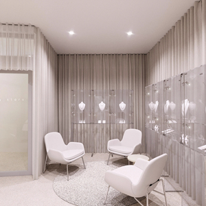 Custom Luxury Jewelry Boutique Furniture with Blue Marble Counter Wall Niche Display and Interior Design - Product Image 3