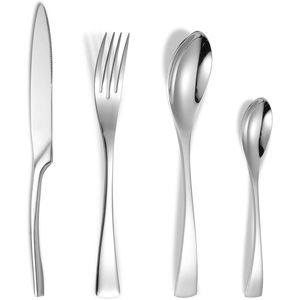 Couteau à steak, fourchette et cuillère occidentaux en acier inoxydable épaissi 304, design moderne pour la maison, le thé, le camping, les restaurants et les hôtels - Product Image 1