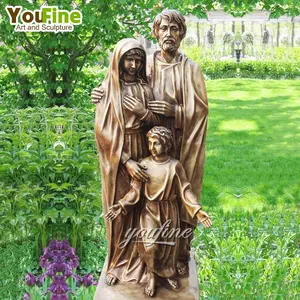 Tamaño de la vida bronce antiguo de la Sagrada Familia estatuas con el bebé Jesús para la venta
