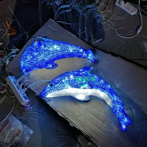 Lumière de Noël LED de dauphin de taille personnalisée d'animaux lumineux du monde marin étanche pour l'extérieur