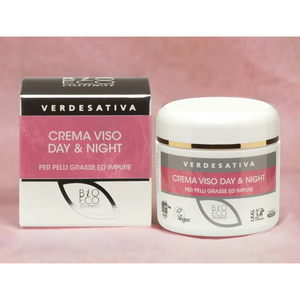 Crema Viso Giorno & Notte Verdesativa 50Ml Vegana per Pelle Grassa e Trattamento Acne - Product Image 1
