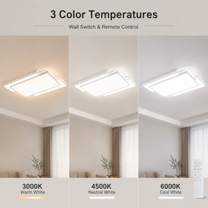 Lámpara de techo LED moderna de montaje empotrado, geométrica, de acrílico y hierro, con control remoto, tricolor, regulable, para sala de estar y dormitorio - Product Image 3
