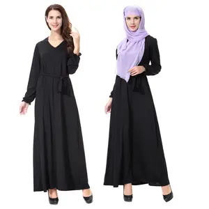 Novo design barato por atacado vestido de mulheres premium Nida China camada dupla Abaya Dubai muçulmano 2024