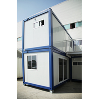 Conteneur modulaire certifié ISO, cadre bleu personnalisé, unité de bureau/appartement préfabriquée, design contemporain pour usage commercial et industriel