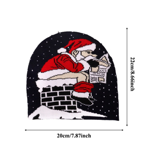 Tùy Chỉnh <span class=keywords><strong>Beanie</strong></span> Giáng Sinh Lễ Hội Lễ Hội Xmas Theo Chủ Đề Bông Tuyết Santa Claus Và Chuông Thiết Kế Unisex Mũ Dệt Kim Mũ Mùa Đông Mũ - Product Image 4